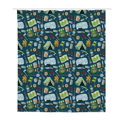 Camping Equipment Pattern Print Polyester Shower Curtain