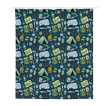 Camping Equipment Pattern Print Polyester Shower Curtain