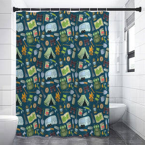 Camping Equipment Pattern Print Premium Shower Curtain