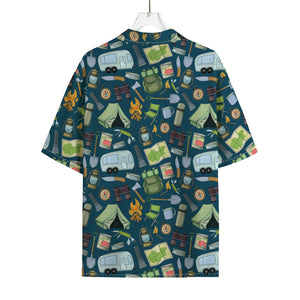 Camping Equipment Pattern Print Rayon Hawaiian Shirt