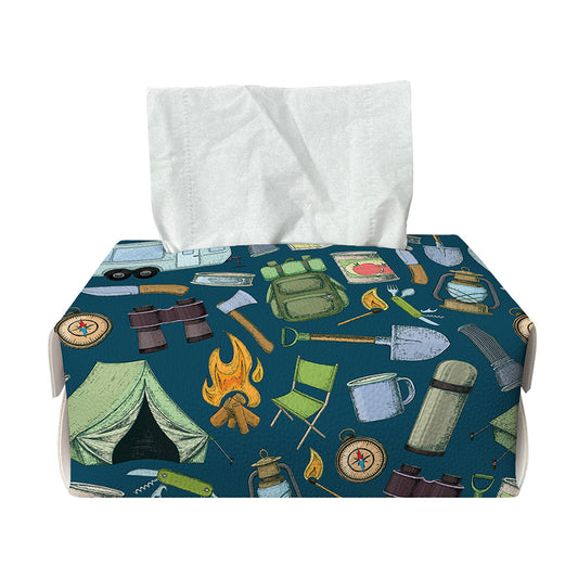 Camping Equipment Pattern Print Rectangle Tissue Box Cover