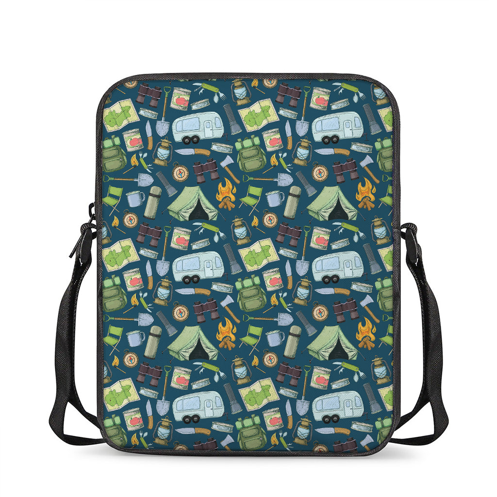 Camping Equipment Pattern Print Rectangular Crossbody Bag