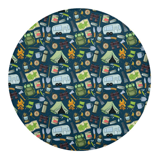 Camping Equipment Pattern Print Round Blanket