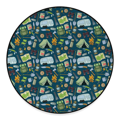 Camping Equipment Pattern Print Round Floor Mat