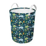 Camping Equipment Pattern Print Round Laundry Basket