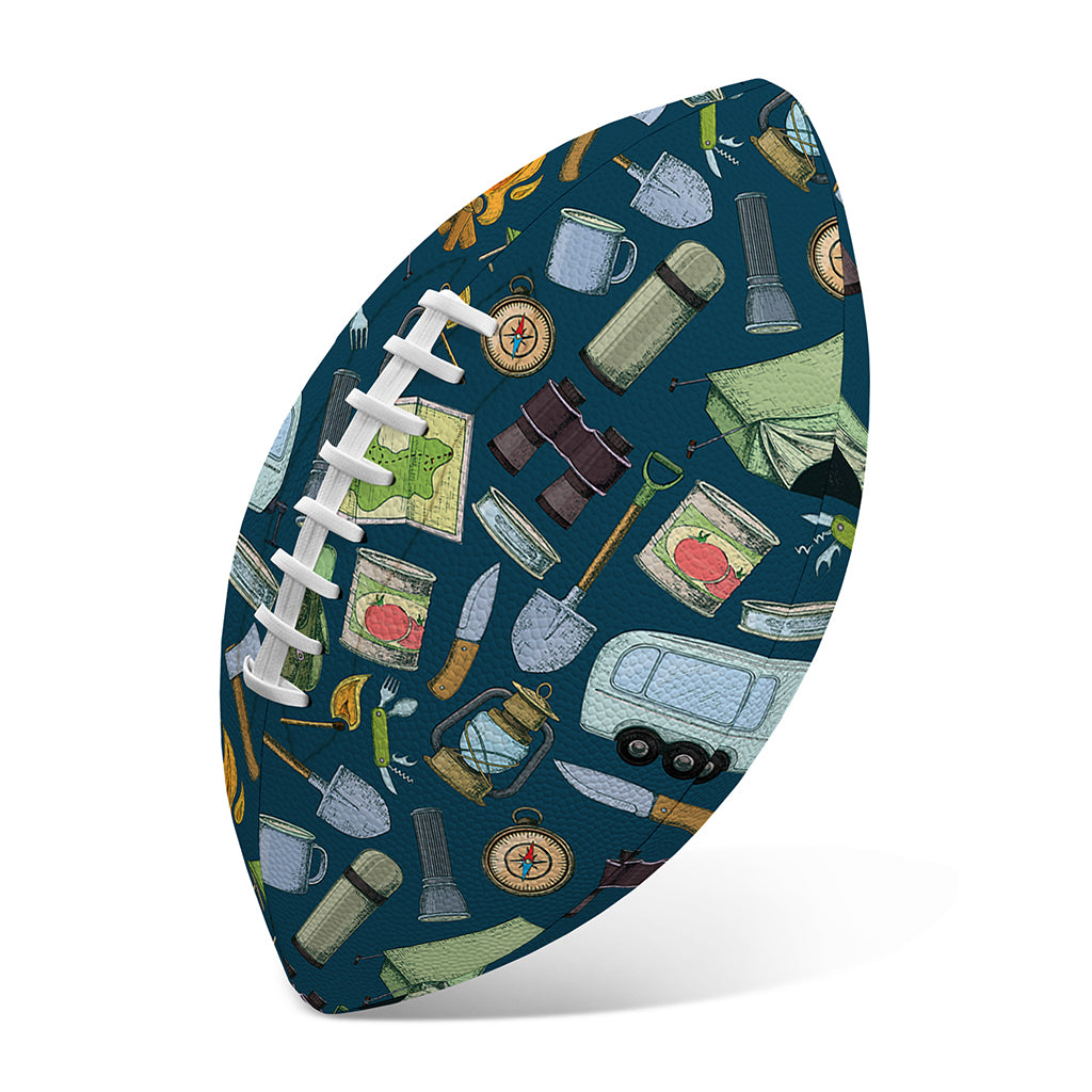 Camping Equipment Pattern Print Rugby Ball