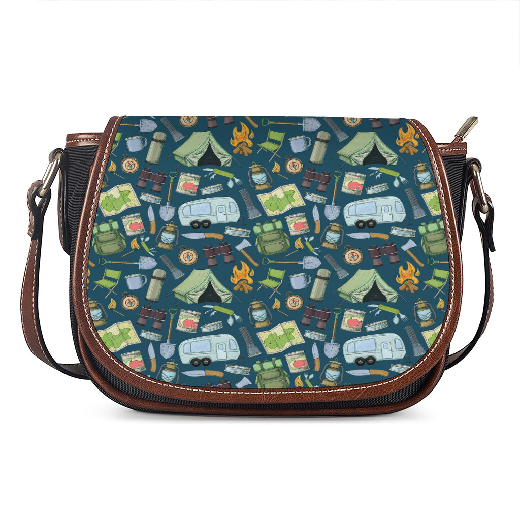 Camping Equipment Pattern Print Saddle Bag