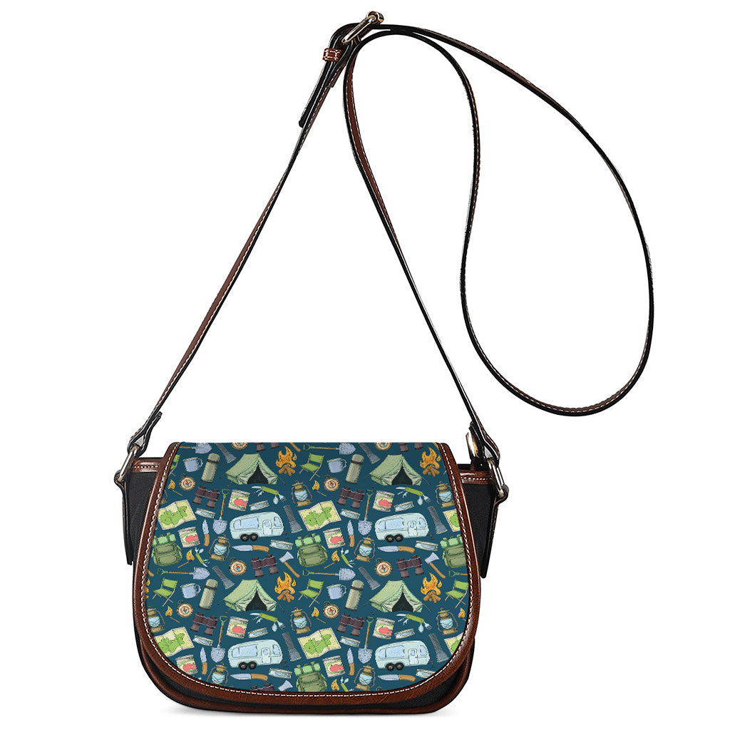 Camping Equipment Pattern Print Saddle Bag