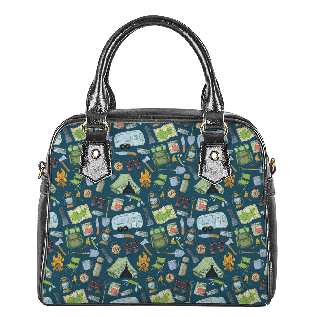 Camping Equipment Pattern Print Shoulder Handbag