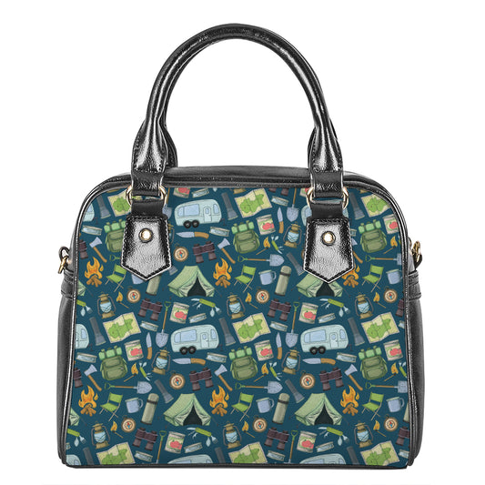 Camping Equipment Pattern Print Shoulder Handbag