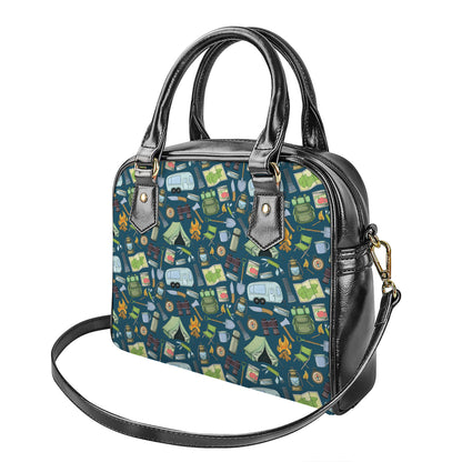Camping Equipment Pattern Print Shoulder Handbag