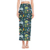 Camping Equipment Pattern Print Side Slit Maxi Skirt