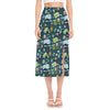 Camping Equipment Pattern Print Side Slit Midi Skirt