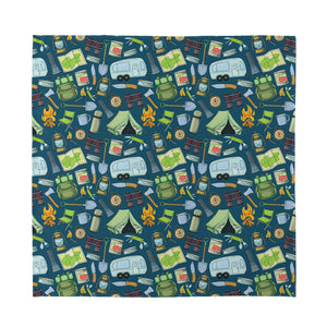 Camping Equipment Pattern Print Silk Bandana