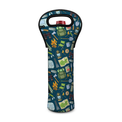 Camping Equipment Pattern Print Single Neoprene Wine Tote