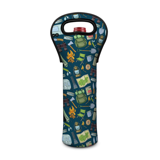 Camping Equipment Pattern Print Single Neoprene Wine Tote