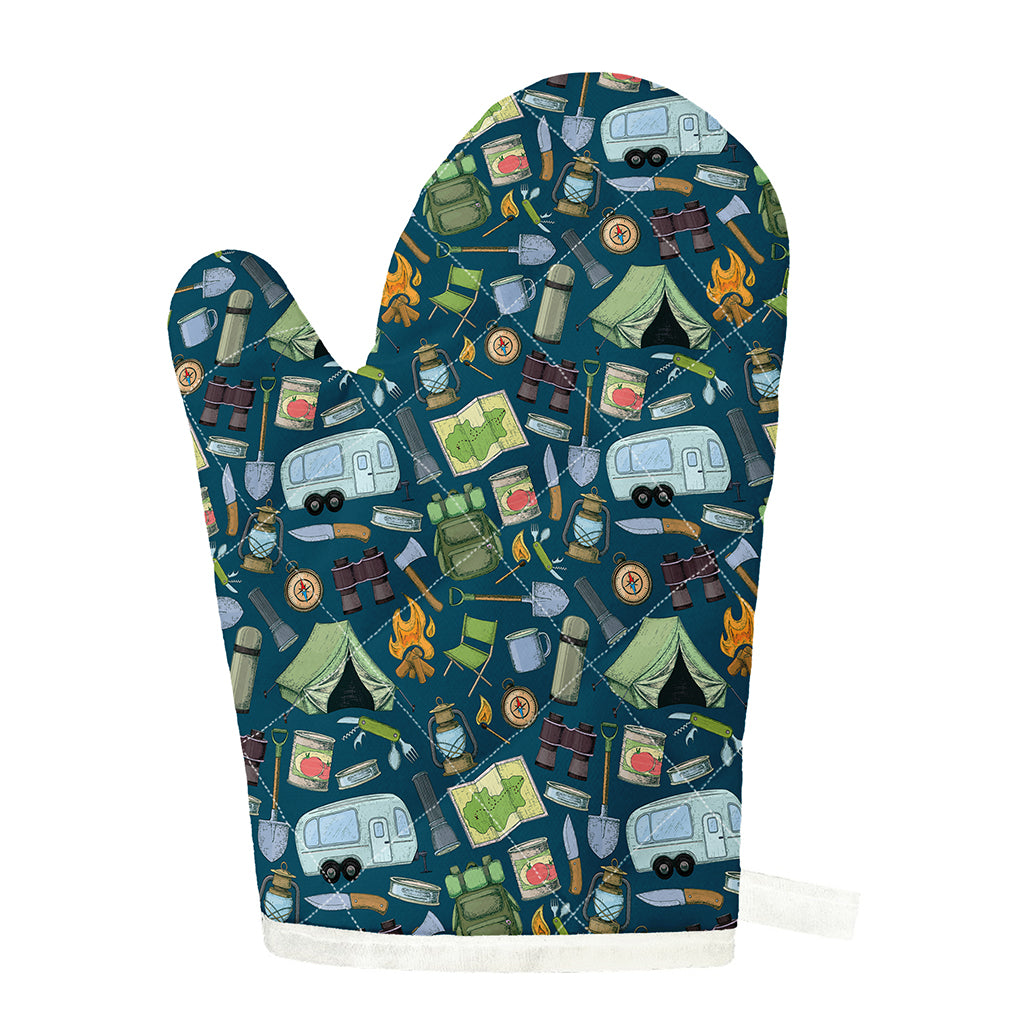 Camping Equipment Pattern Print Single Oven Mitt
