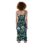 Camping Equipment Pattern Print Slim Fit Midi Cami Dress