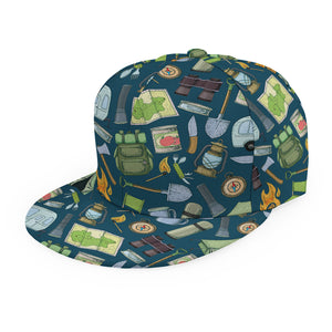 Camping Equipment Pattern Print Snapback Cap