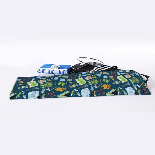 Camping Equipment Pattern Print Sports Towel