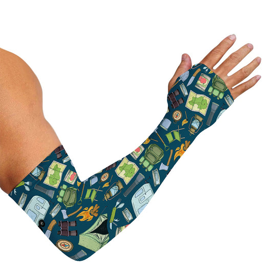 Camping Equipment Pattern Print Sun Protection Arm Sleeves