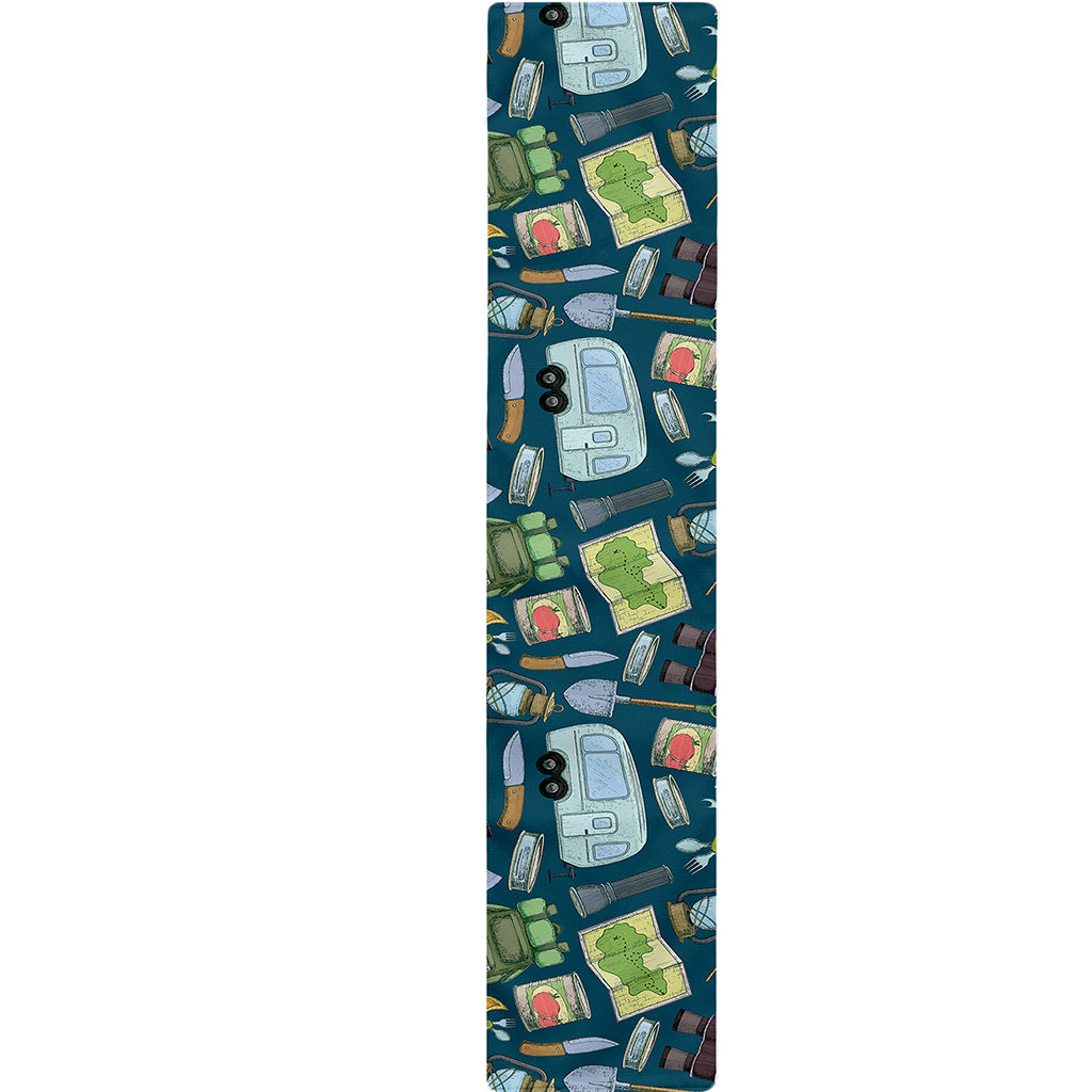 Camping Equipment Pattern Print Table Runner