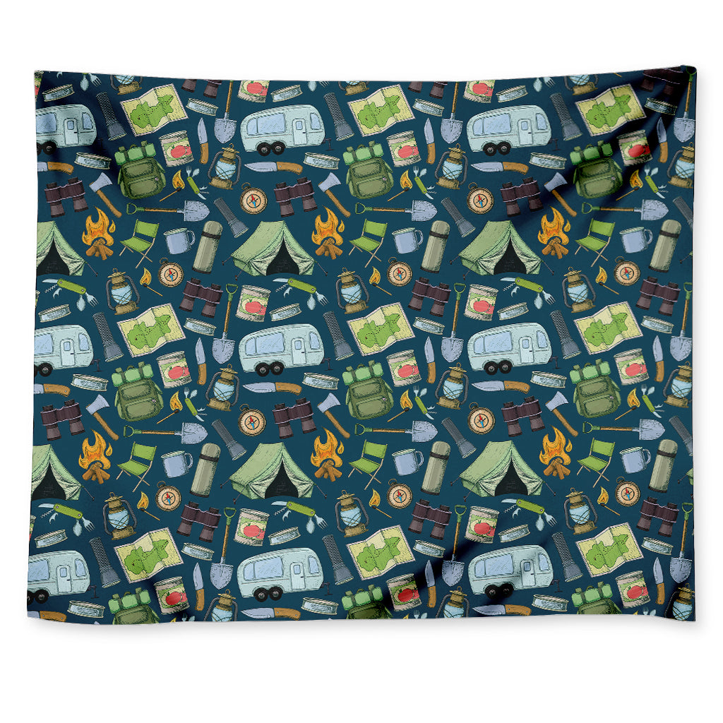 Camping Equipment Pattern Print Tapestry