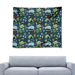 Camping Equipment Pattern Print Tapestry