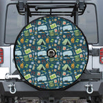 Camping Equipment Pattern Print Tire Cover With Camera Hole
