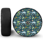 Camping Equipment Pattern Print Tire Cover With Camera Hole
