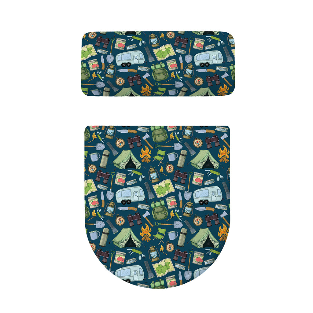 Camping Equipment Pattern Print Toilet Lid And Tank Cover Set