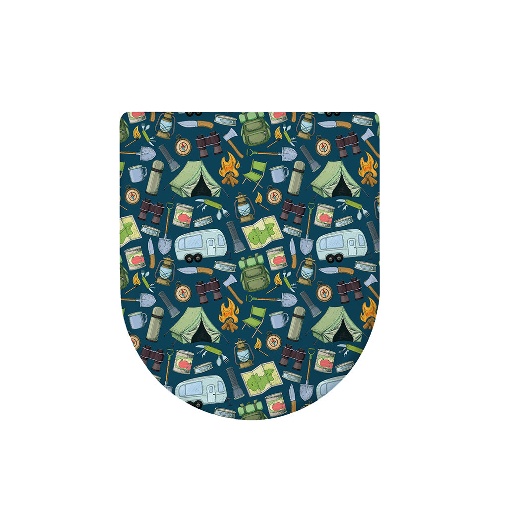 Camping Equipment Pattern Print Toilet Lid Cover