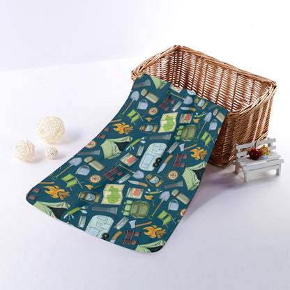 Camping Equipment Pattern Print Towel