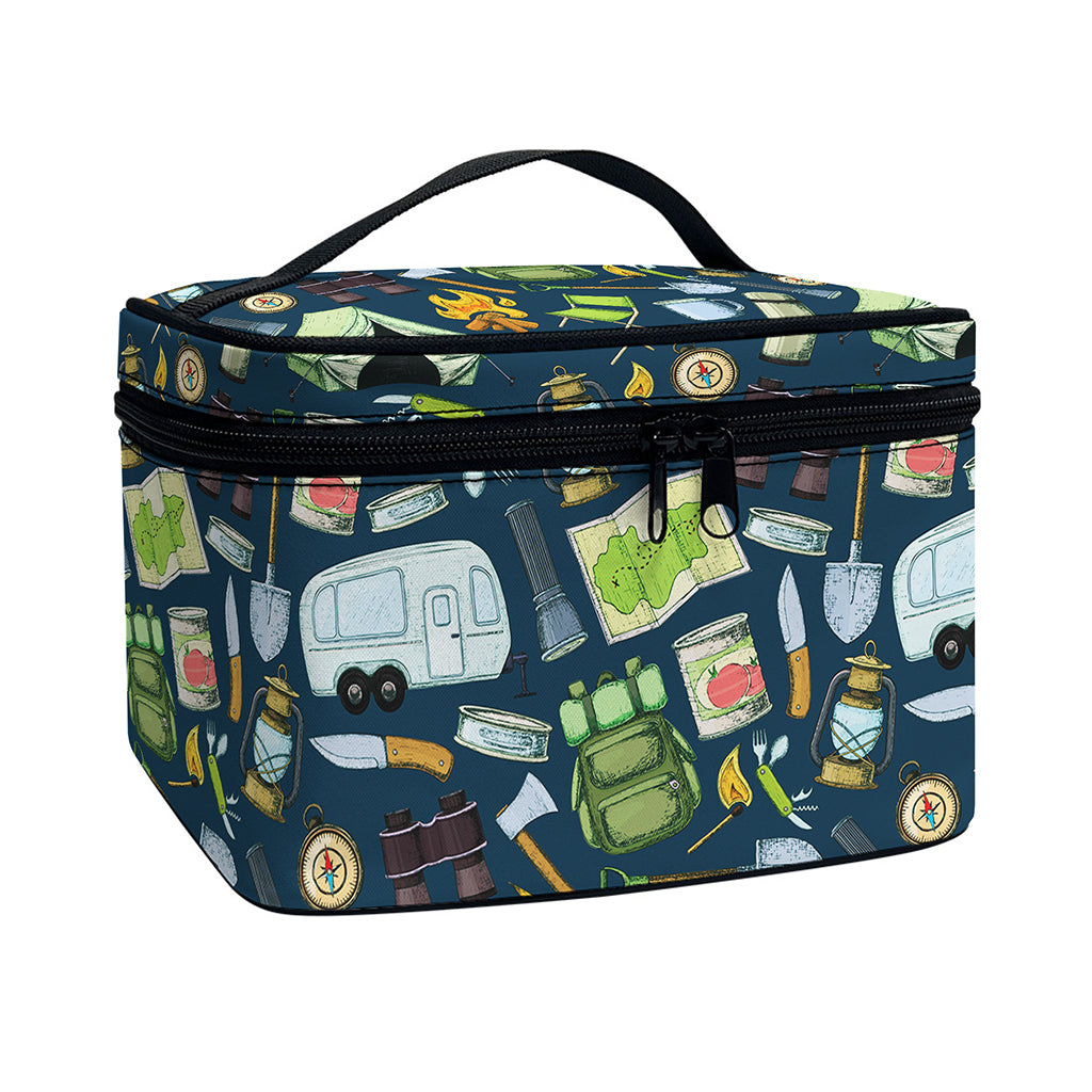 Camping Equipment Pattern Print Travel Makeup Bag