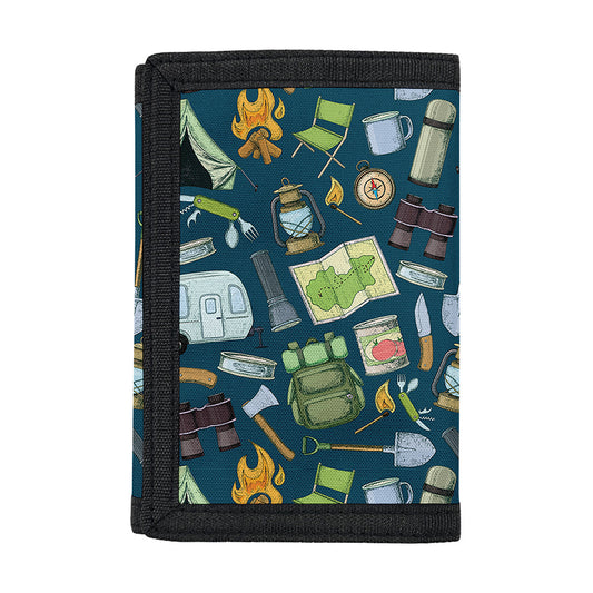 Camping Equipment Pattern Print Trifold Wallet
