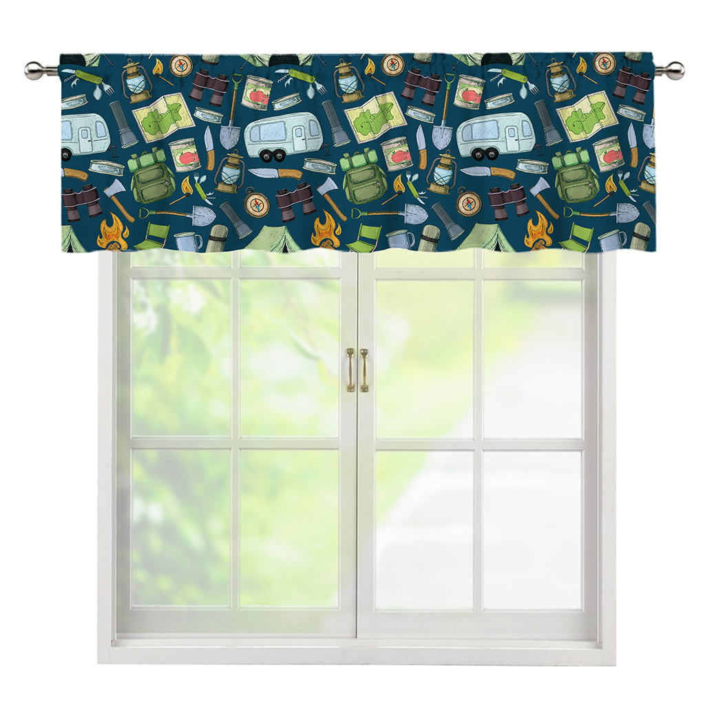Camping Equipment Pattern Print Window Valance
