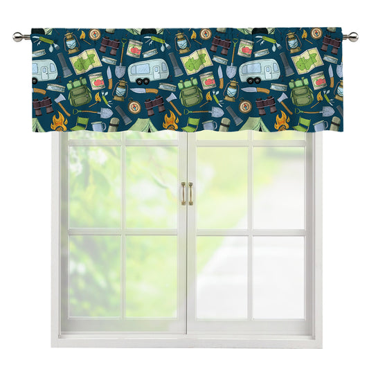 Camping Equipment Pattern Print Window Valance
