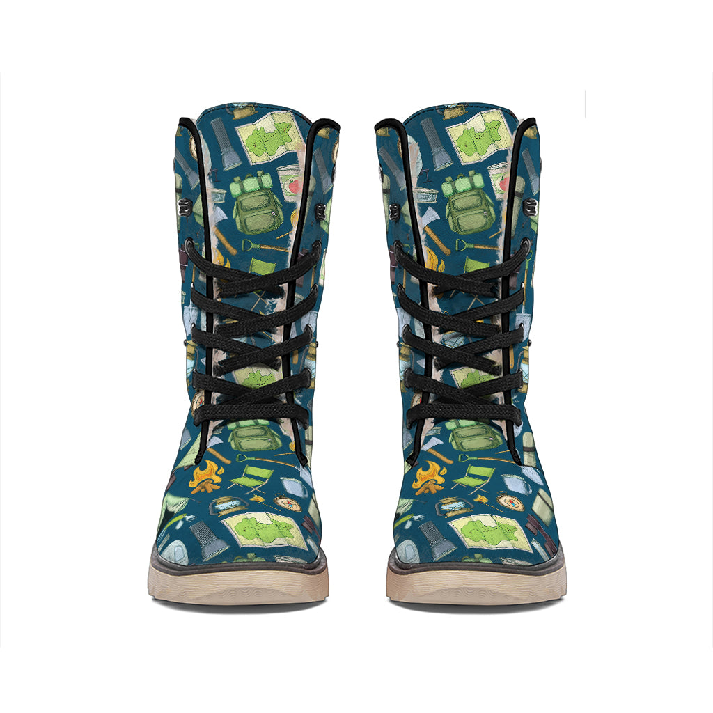 Camping Equipment Pattern Print Winter Boots