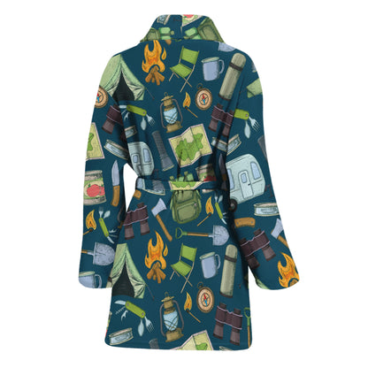 Camping Equipment Pattern Print Women's Bathrobe
