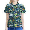 Camping Equipment Pattern Print Women's Polo Shirt