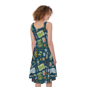 Camping Equipment Pattern Print Women's Sleeveless Dress