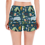 Camping Equipment Pattern Print Women's Split Running Shorts