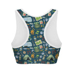 Camping Equipment Pattern Print Women's Sports Bra