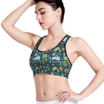 Camping Equipment Pattern Print Women's Sports Bra