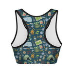 Camping Equipment Pattern Print Women's Sports Bra