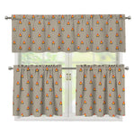Camping Fire Pattern Print 3 Piece Kitchen Curtains