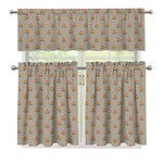 Camping Fire Pattern Print 3 Piece Kitchen Curtains