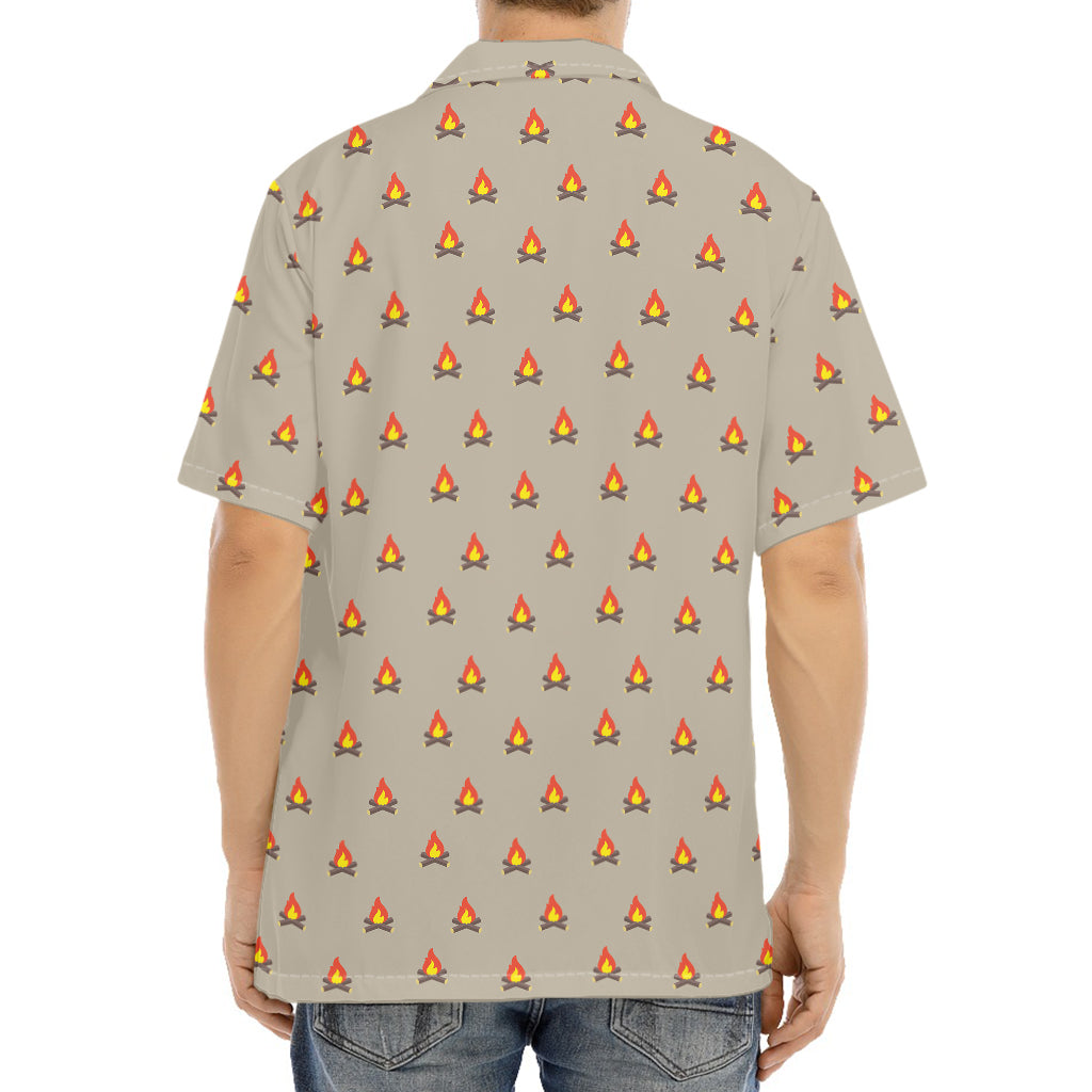 Camping Fire Pattern Print Aloha Shirt