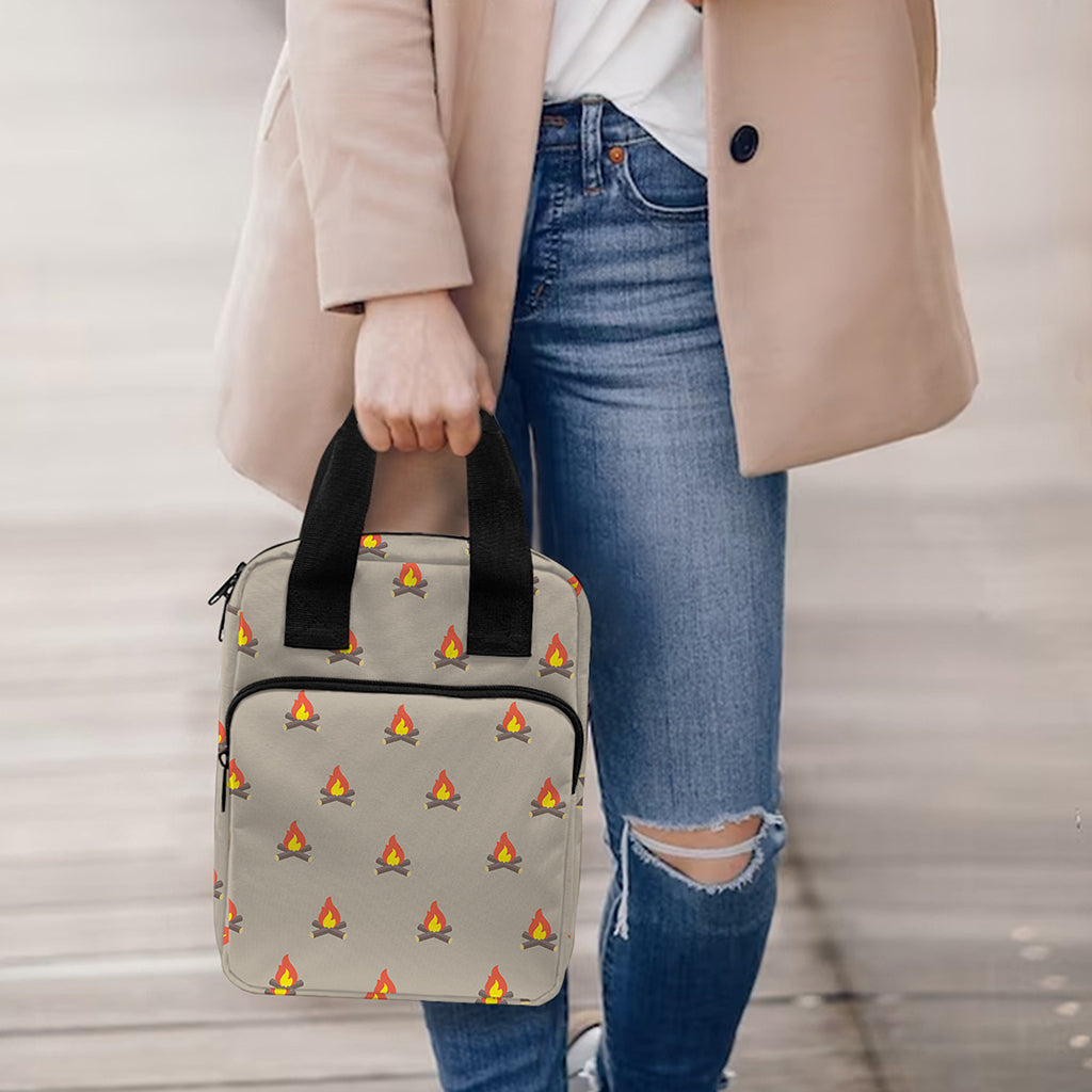 Camping Fire Pattern Print Bible Tote Bag