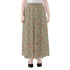 Camping Fire Pattern Print Chiffon Maxi Skirt